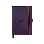 【Rhodia｜Rhodiarama】Goalbook 軟皮筆記本 A5_5x5點格_象牙白_120張_90g_彈性束帶筆插_ 茄紫色