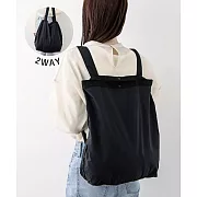 日本3CONIS 無印風格簡約設計2way 兩用肩背手提折疊購物袋    質感黑
