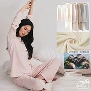 【BODYAIR嚴選】水膚感磨毛絨長袖睡衣套裝(海藻纖維.暖和.家居服.CASUAL) L 粉紅