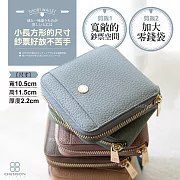 CHENSON 6卡 ㄇ字拉鍊短夾(加大尺寸) (W26352-7) 淺藍灰