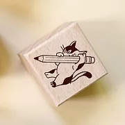【Ob1toy】貓咪櫸木印章系列 鉛筆與貓