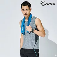 ADISI 男圓領COOLCORE涼感抗UV機能背心AV1811069/ 城市綠洲專賣(專利涼感、吸濕排汗、快乾)M灰麻花