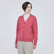 【MUJI 無印良品】女羊毛可水洗中密織V領開襟衫 S 煙燻粉