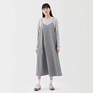 【MUJI 無印良品】女速乾平織布細肩帶洋裝 S 灰直紋