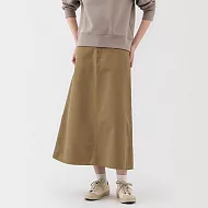 【MUJI 無印良品】女節紗綾織A字裙 S 深米