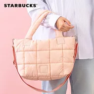 [星巴克]粉色尼龍絎縫提背袋