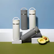 【樂扣樂扣】都會2用提帶保溫瓶/475ml _銀圈深灰