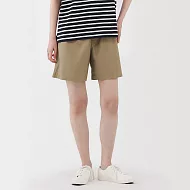 【MUJI 無印良品】女水洗平織布短褲 S 米色