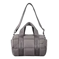 [星巴克]灰棕尼龍絎縫圓筒側背包