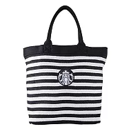 [星巴克]黑女神條紋混紡提袋