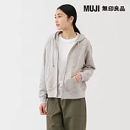 【MUJI 無印良品】女裏毛拉鍊連帽外套 XL 淺灰