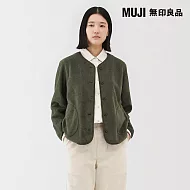 【MUJI 無印良品】女刷毛開襟衫 M 卡其綠