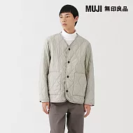 【MUJI 無印良品】男撥水加工蓬鬆鋪棉刺縫外套 S 淺灰