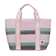 [星巴克]春日條紋網布手提袋