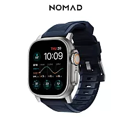 美國NOMAD Apple Watch專用高性能橡膠質感錶帶-49/45/44/42mm 藍銀