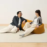 【MUJI 無印良品】懶骨頭沙發 套/聚酯纖維平織/長方形/芥黃【成品尺寸】120*38*38cm