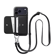 MAGEASY Pouch M 錢包磁吸掛繩手機殼 i17 Pro Max 黑色/黑色