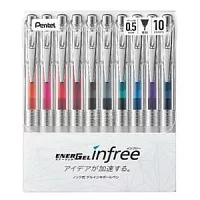 (贈品)Pentel infree極速鋼珠筆10色組