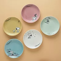 【日本YAMAKA】史努比粉彩陶瓷圓型深盤17cm ‧ 芥黃