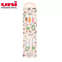 UNI 限量插畫系列 EMOTT 耐水性色筆 3色組 0.4 甜橙