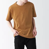 【MUJI 無印良品】男有機棉水洗粗織圓領短袖T恤 XL 駝色