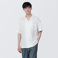 【MUJI 無印良品】男大麻混短袖襯衫 L 白色