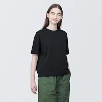 【MUJI 無印良品】女棉混天竺圓領短袖T恤 M 黑色