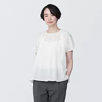 【MUJI 無印良品】女有機棉強撚短袖套衫 L 白色
