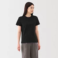 【MUJI 無印良品】女天竺圓領短袖T恤 XL 黑色