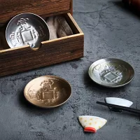 【日本Awasaka】美濃燒｜古錢 陶瓷小皿9cm ‧ 黃金