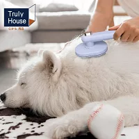 【Truly House】寵物SPA浮毛梳 一鍵除毛/寵物梳/梳毛器/狗狗梳/貓梳(三色任選) 淺藍色