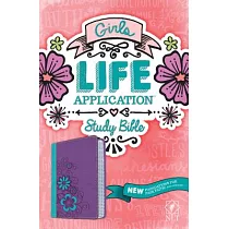 Girls Life Application Study Bible： New Living Translation， Purple / Teal Flower， Leatherlike