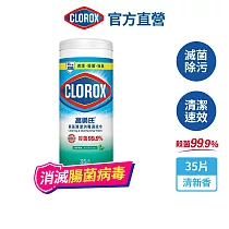 【Clorox 高樂氏】居家清潔殺菌濕紙巾─清新香35片(廚房去汙/環境消毒/消滅流感腸菌病毒/無酒精) 清新香/35片裝