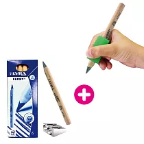 【美國The pencil grip】大三角握筆器(1入)+【德國LYRA】三角原木鉛筆(6入) 組合包