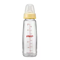 【Pigeon貝親】一般口母感玻璃奶瓶240ml_ 黃/L奶嘴