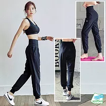 【BODYAIR嚴選】高腰提臀輕薄哈倫褲(瑜珈.運動.慢跑.透氣.舞蹈.運動褲) L 黑