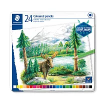 【STAEDTLER 施德樓】油性色鉛筆 24色鐵盒裝