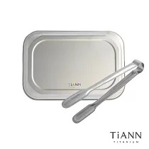 【鈦安TiANN】純鈦抗菌萬用多功能 素色小砧板+料理夾組合