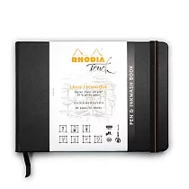 【Rhodia|Pen & Inkwash】水墨畫冊 _空白_精裝硬皮封面_A5 _黑皮