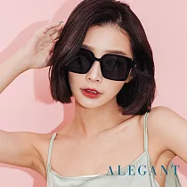 【ALEGANT】韓版微光焦點黑透視感方框墨鏡/UV400太陽眼鏡