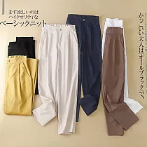 【ACheter】日本皇家女後鬆緊腰寬鬆直筒小腳棉麻長褲#109640─ L 咖