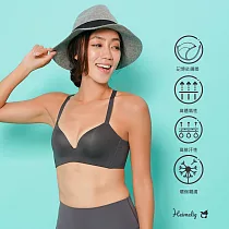 【Heimelig直立棉】無痕輕薄美背軟鋼圈環保直立棉內衣0041 (黑灰) 40/90C 黑灰