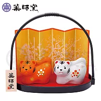 日本─薬師窯 招福干支系列 錦彩招福虎(紅白)附小手籠