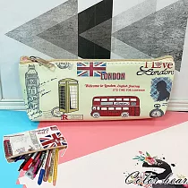 【卡樂熊】英倫風多用途造型收納包/筆帶(六款)─ 米綠色巴士