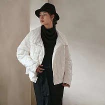旅途原品_雪盈_時尚立領短款羽絨服 M/L/XL  XL 月光白