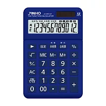 計算機 財務型 稅率功能 太陽能 雙電源供應 大面板 JH─2787─12T 台灣品牌 JINHO京禾 螢幕角度可調整 經典藍