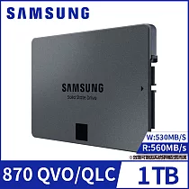 【SAMSUNG 三星】SSD 870 QVO 1TB 2.5吋固態硬碟(MZ─77Q1T0BW)公司貨