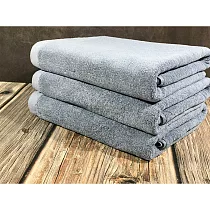 【LIFE 來福牌】雅致素色浴巾 厚款3入組 灰藍色