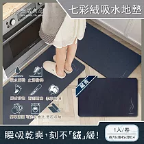 【生活良品】一縷炊煙七彩絨吸水腳踏地墊1入/卷─藏青 藏青