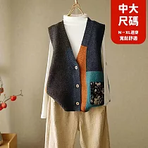 【慢。生活】復古文藝配色藝術設計感坎肩針織馬甲背心 J9524 FREE 圖片色